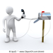 25440-Clipart-Illustration-Of-A-White-Person-Holding-A-Corded-Ph