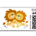 two cute cartoon lions tango postage stamp-p172150764403317426an